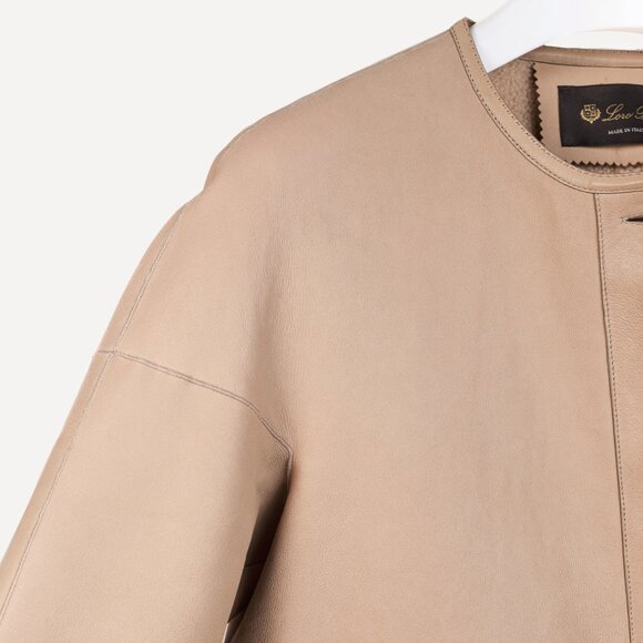 Loro Piana Ecru Lambskin Cropped Shearling Jacket - Picture 5 of 12